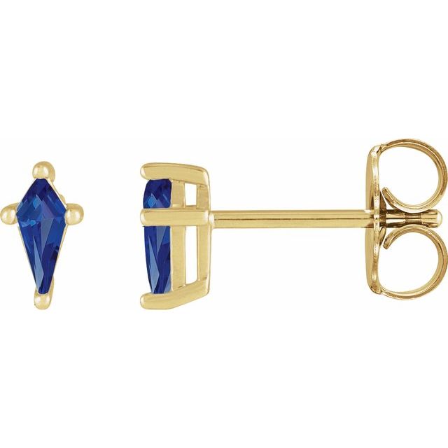 14K Gold Gemstone Kite Stud Earrings