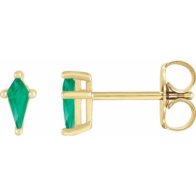 14K Gold Gemstone Kite Stud Earrings