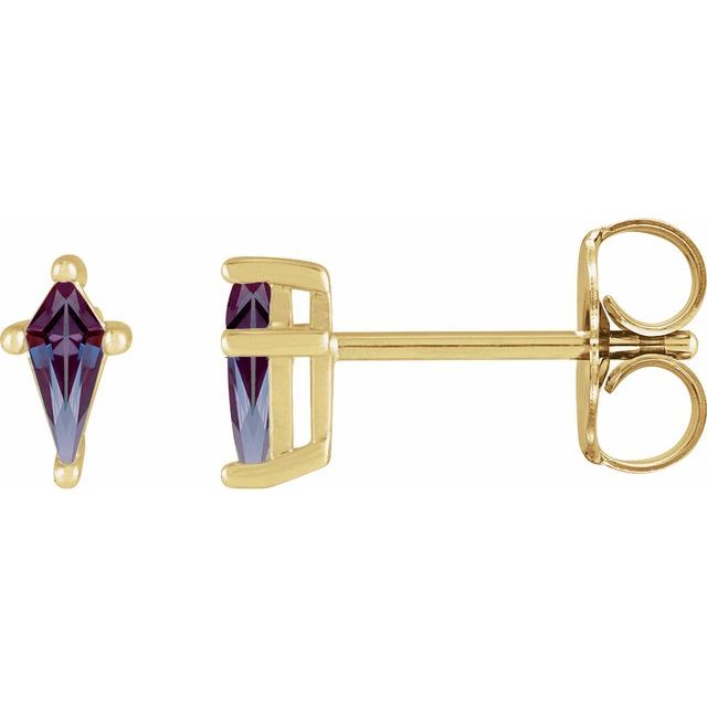 14K Gold Gemstone Kite Stud Earrings