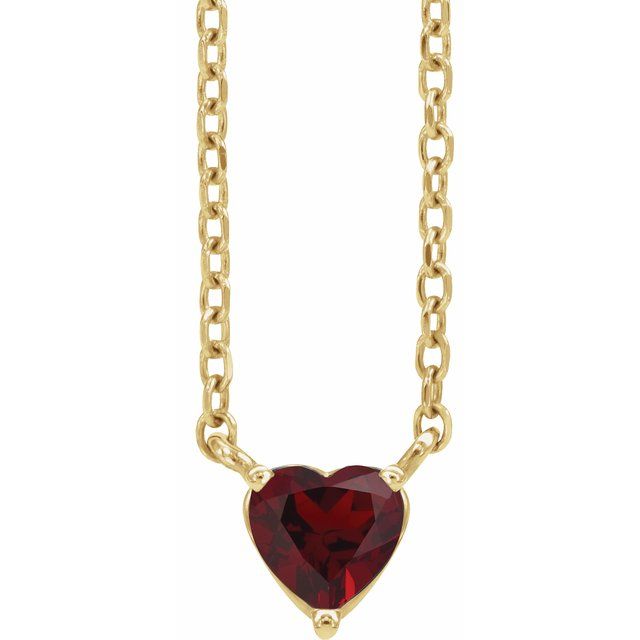 14k Gemstone Heart Necklace