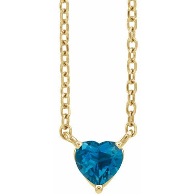 14k Gemstone Heart Necklace