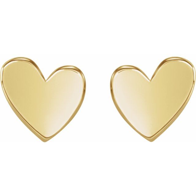 14K Gold Asymmetrical Heart Earrings