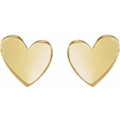 14K Gold Asymmetrical Heart Earrings