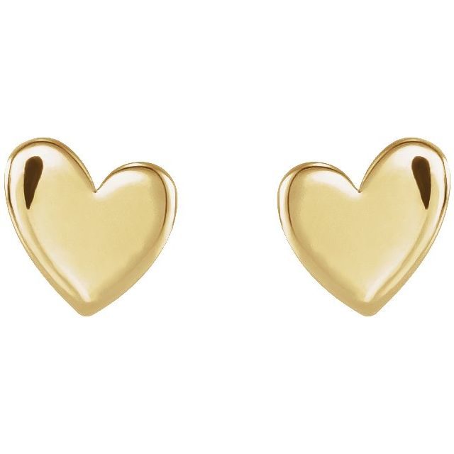 14K Gold Asymmetrical Heart Earrings