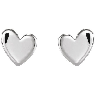 Sterling Silver Asymmetrical Heart Earrings