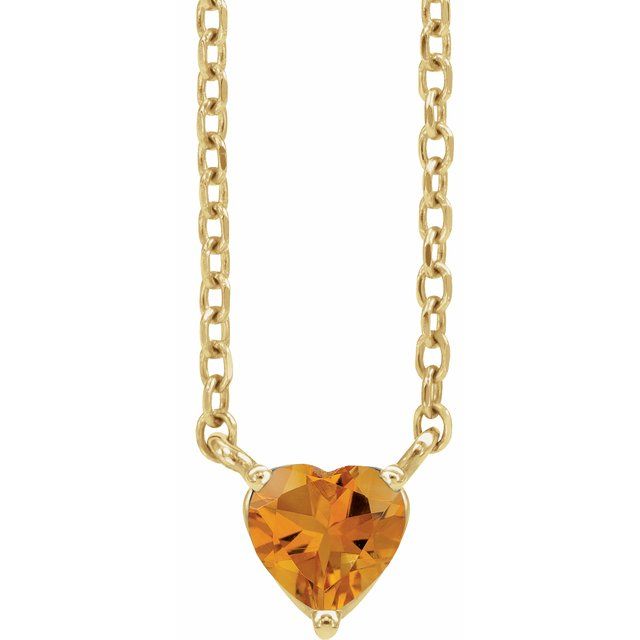 14k Gemstone Heart Necklace