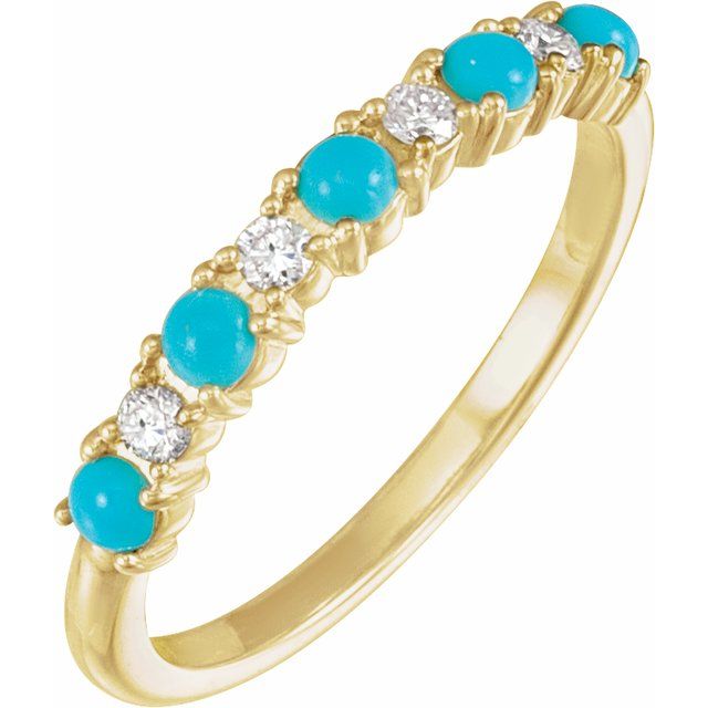14K Gold Turquoise & Diamond Stacking Ring