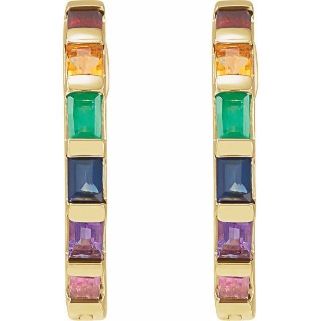 14k Gold Rainbow Huggie Earrings