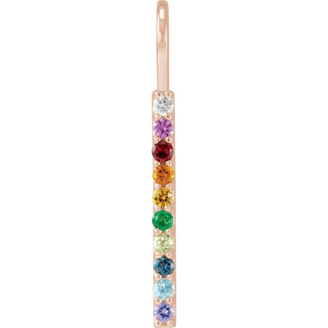 14k Rainbow Gemstone Bar Necklace