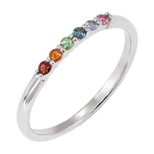 14k Rainbow Gemstone Stackable Ring