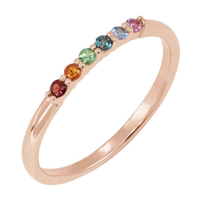 14k Rainbow Gemstone Stackable Ring