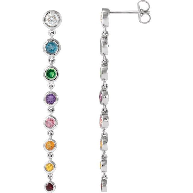 14k Gold Diamond Rainbow Drop Earrings