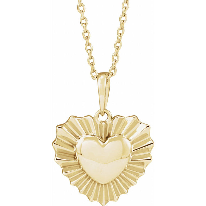 14k Gold Starburst Heart Pendant