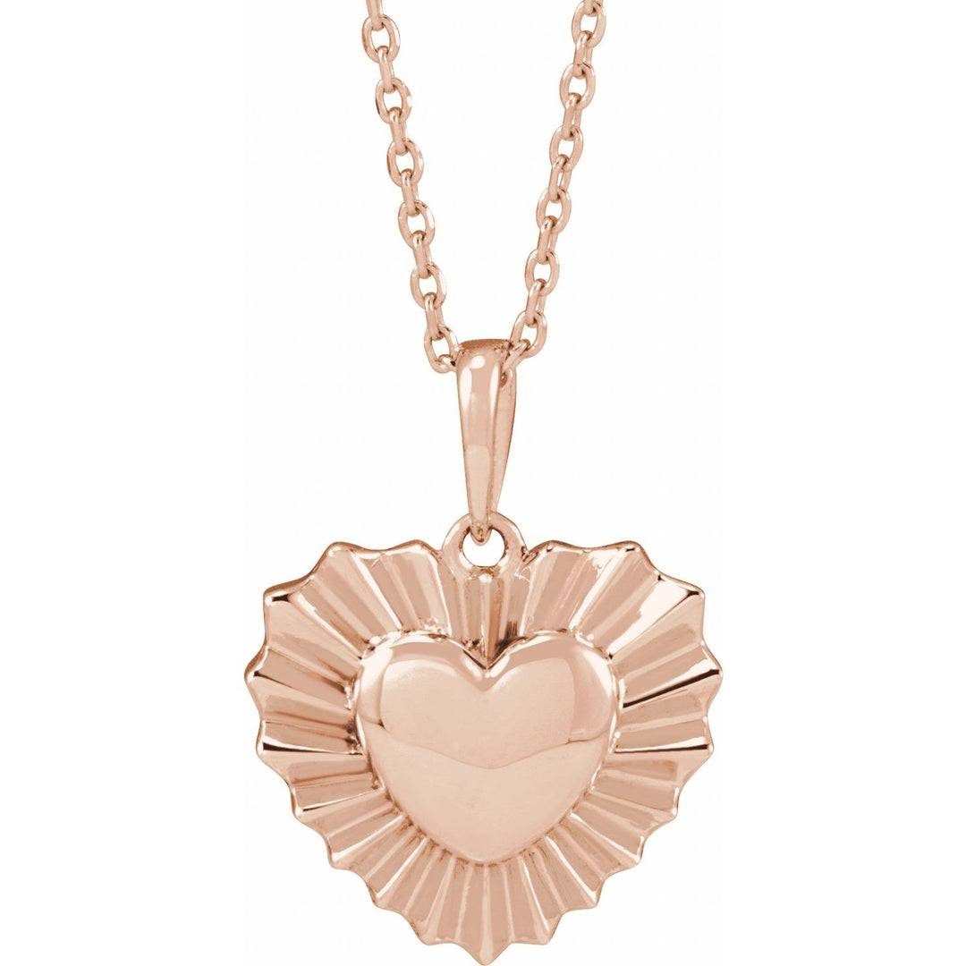 14k Gold Starburst Heart Pendant