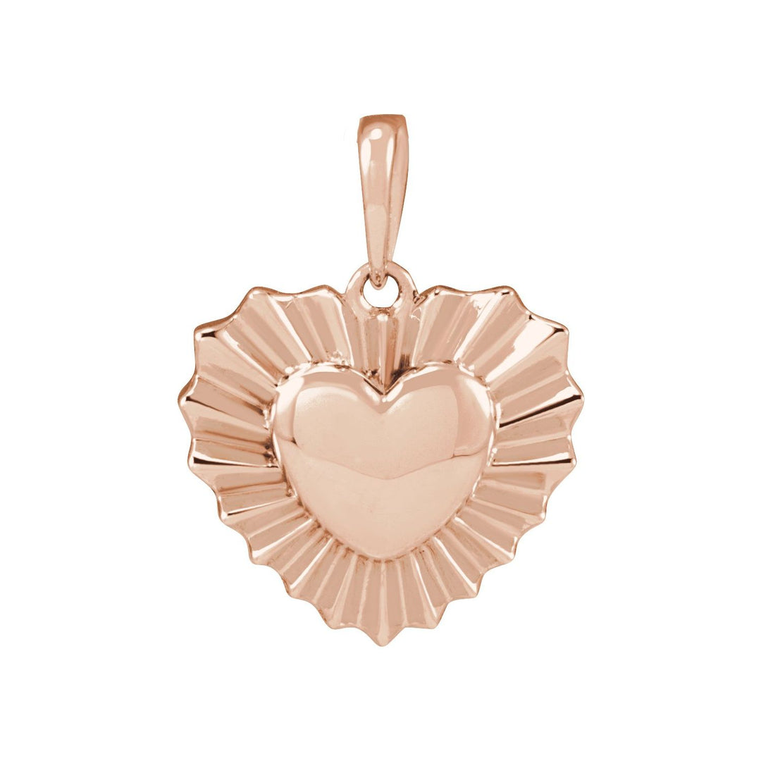 14k Gold Starburst Heart Pendant