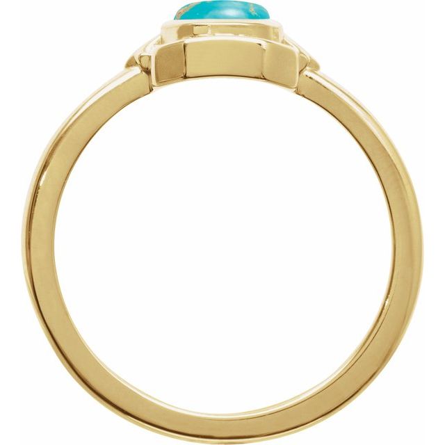 14k Gold Natural Turquoise Oval Cabochon Ring