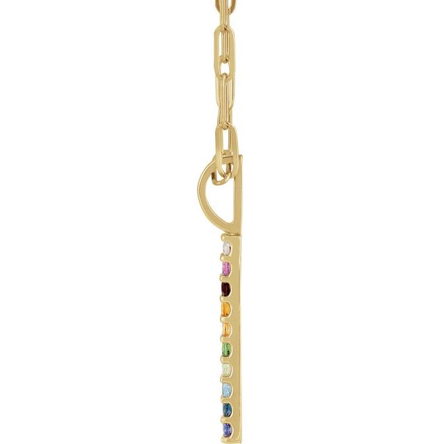 14k Rainbow Gemstone Bar Necklace