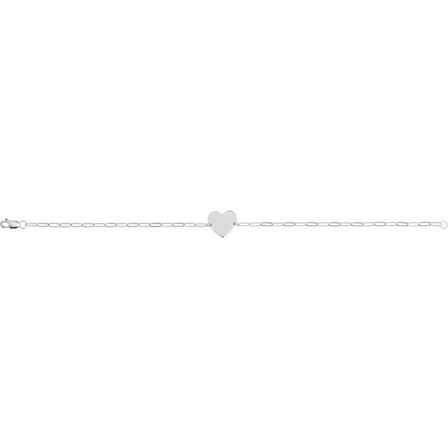 Engravable Heart Bracelet - Paperclip Chain