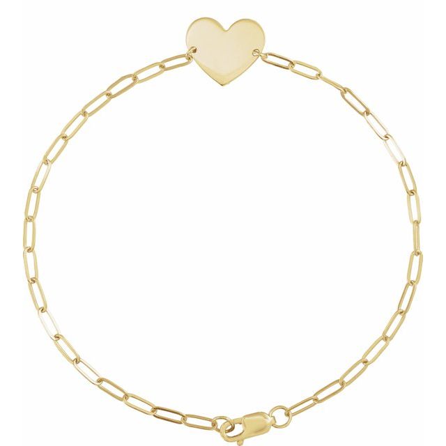 Engravable Heart Bracelet - Paperclip Chain