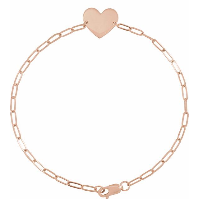 Engravable Heart Bracelet - Paperclip Chain