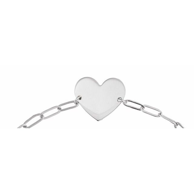 Engravable Heart Bracelet - Paperclip Chain