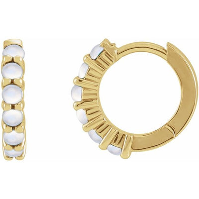 14K Gold Gemstone Huggie Hoop Earrings