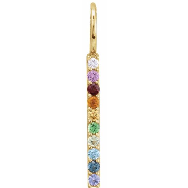 14k Rainbow Gemstone Bar Necklace