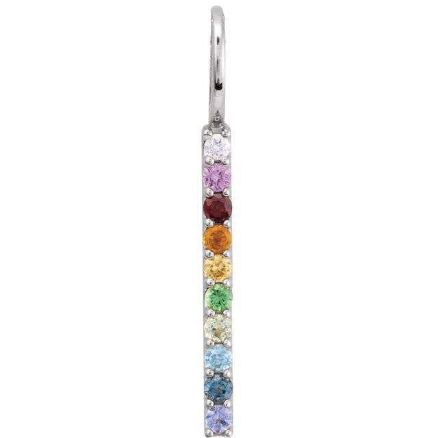 14k Rainbow Gemstone Bar Necklace