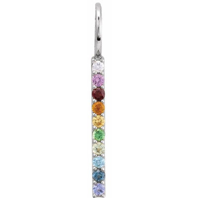 14k Rainbow Gemstone Bar Necklace