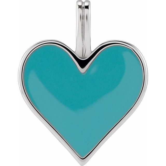 14k Gold Light Turquoise Enamel Heart Pendant