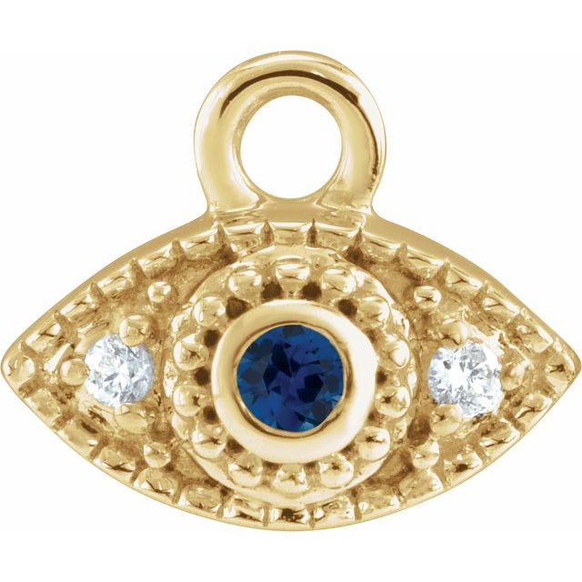 14k Gold & Diamond Evil Eye Dangle