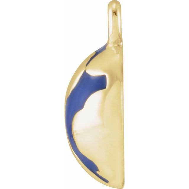 14k Gold Natural Diamond Blue Enamel Globe Dangle