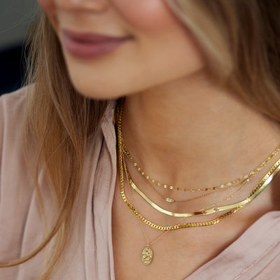 14k Gold 2.8 mm Flexible Herringbone Chain Necklace