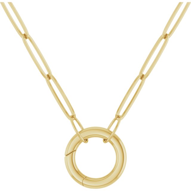 Gold 2.6mm Paperclip Charm Keeper Necklace