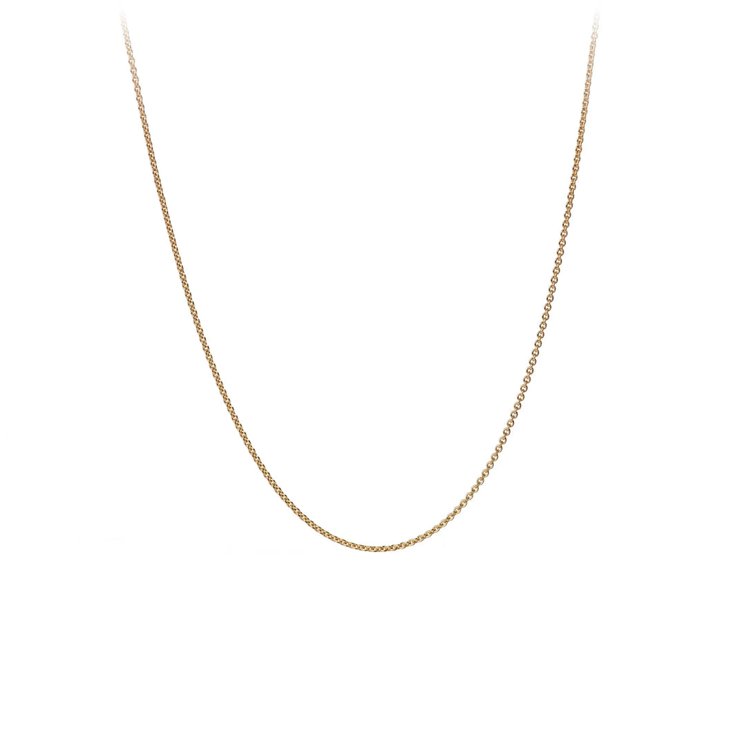 Gold chain necklace on a white background