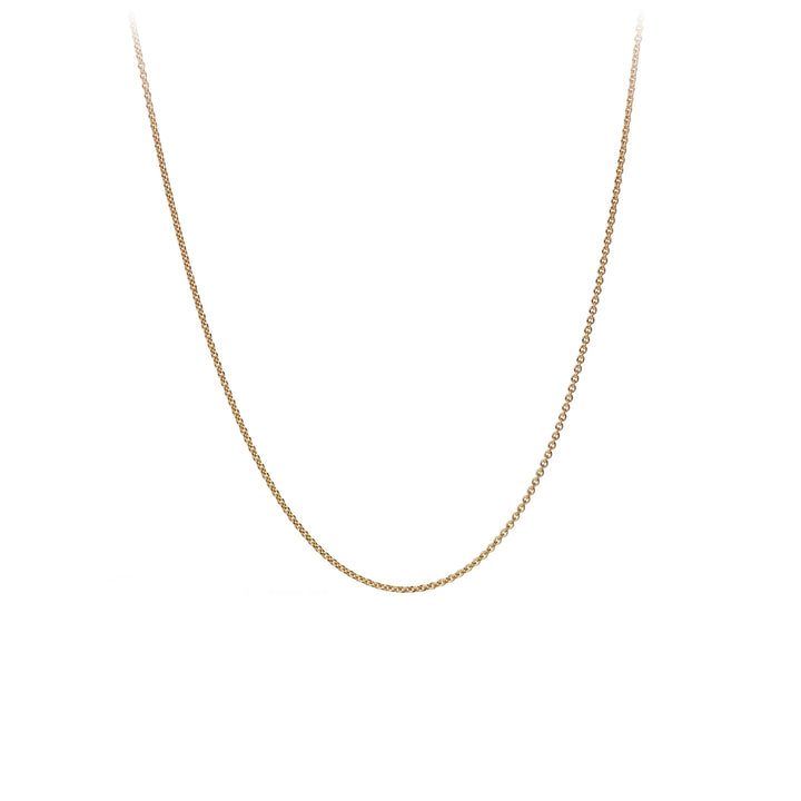 Gold chain necklace on a white background
