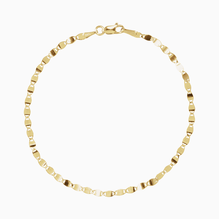 14k Gold Mirror Link Chain Bracelet