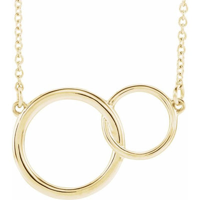 14k Gold 15.5x9.7 mm Interlocking Circle 16-18" Necklace