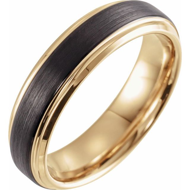 Harmony - 18k Yellow Gold & Black Satin Tungsten Band