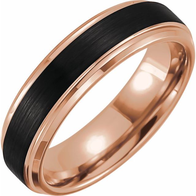 Harmony - 18k Rose Gold & Black Satin Tungsten Band