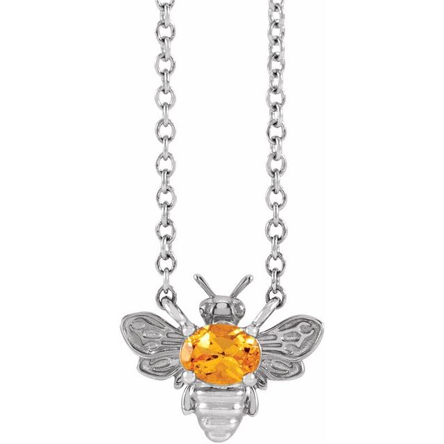 14k Gold Bee Gemstone Necklace