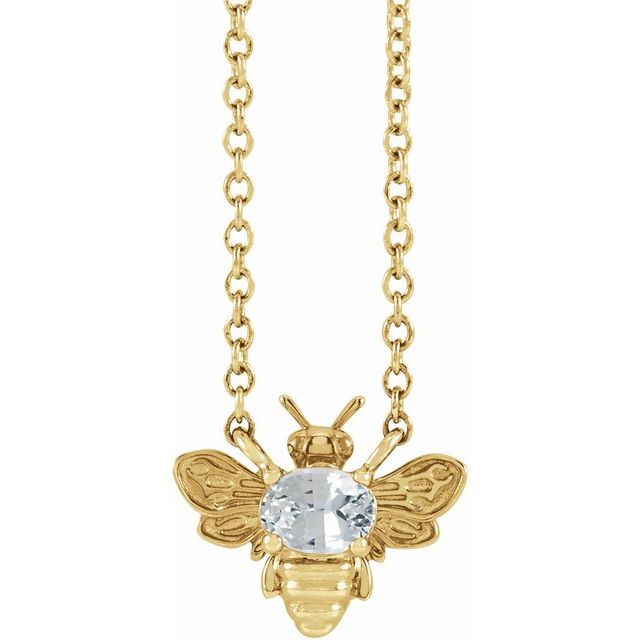 14k Gold Bee Gemstone Necklace