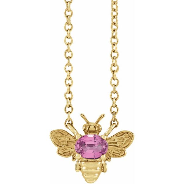 14k Gold Bee Gemstone Necklace