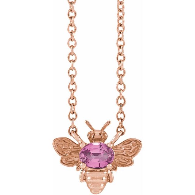 14k Gold Bee Gemstone Necklace