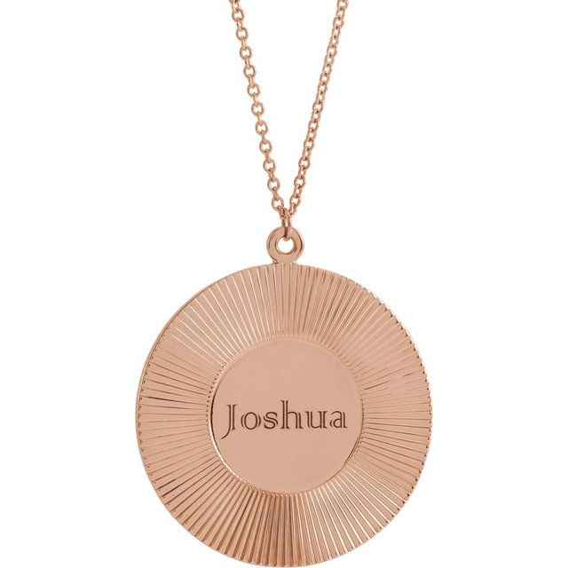 14K Gold Sunburst Disc Pendant Necklace