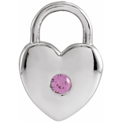 14k Gold Gemstone Heart Lock Necklace