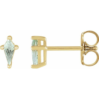 14K Gold Gemstone Kite Stud Earrings