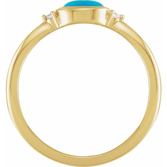 14K Gold Turquoise & Diamond Bezel Ring