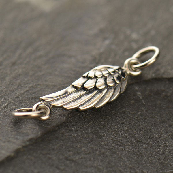 Sterling Silver Angel Wing Charm Link 6x18mm