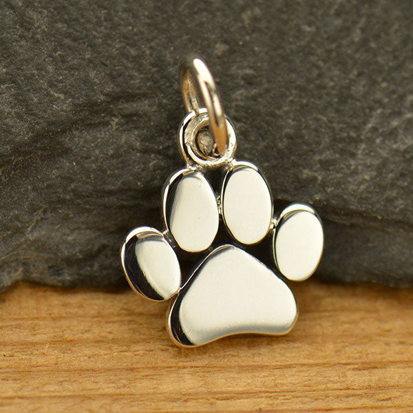 Flat Paw Print Jewelry Charm 13x9mm